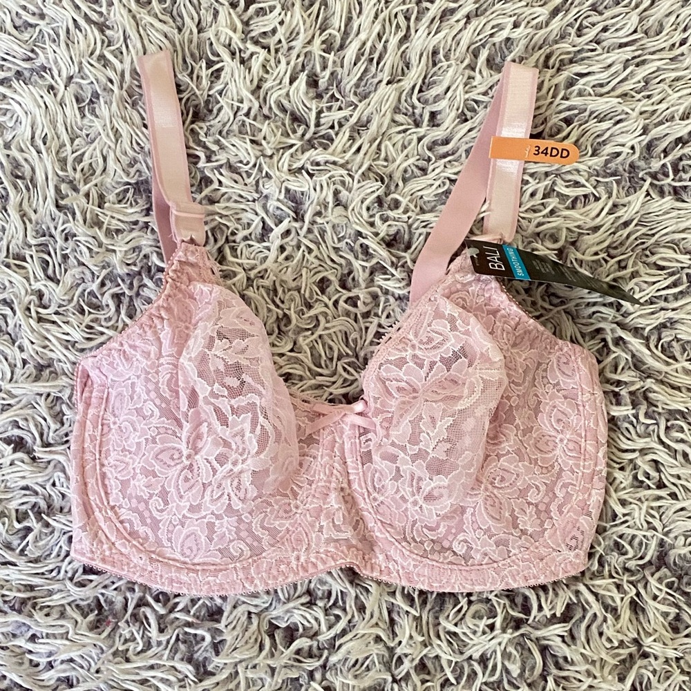 NWT Bali Hush Pink Lace Wire Bra Size 34DD
